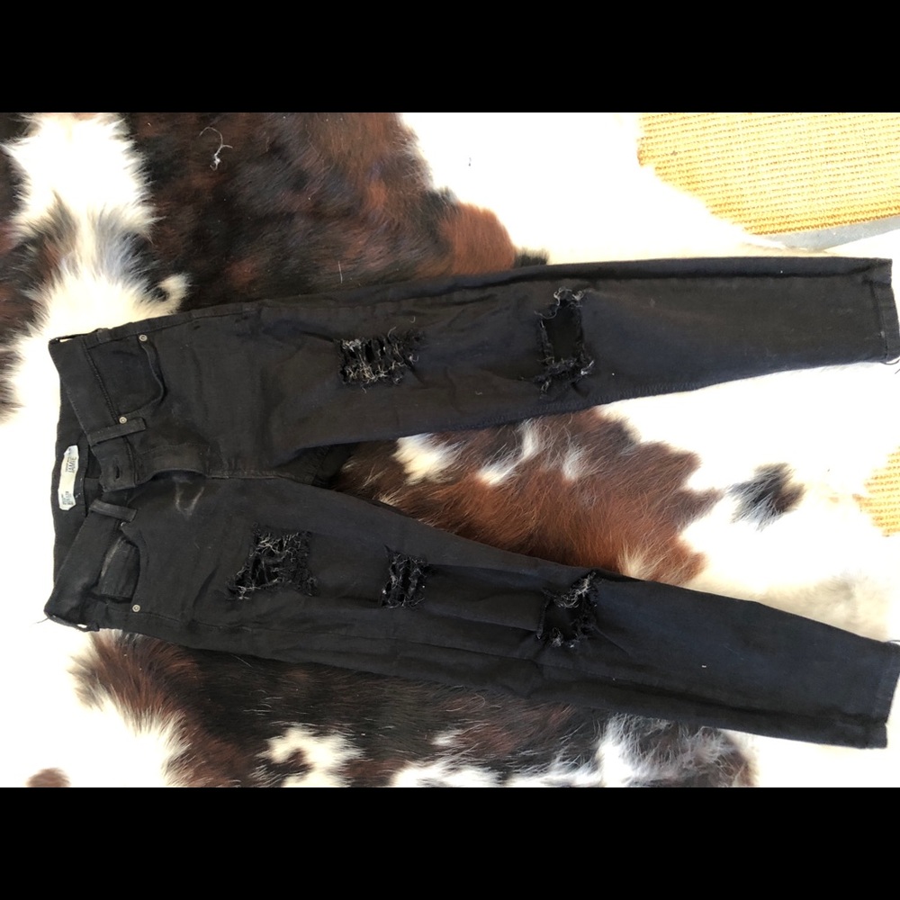 Black distressed top shop jeans